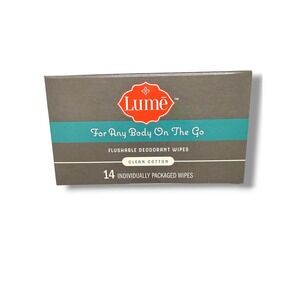 Lume Clean Cotton Flushable Deodorant Wipes Travel 9 Count Individually Wrapped